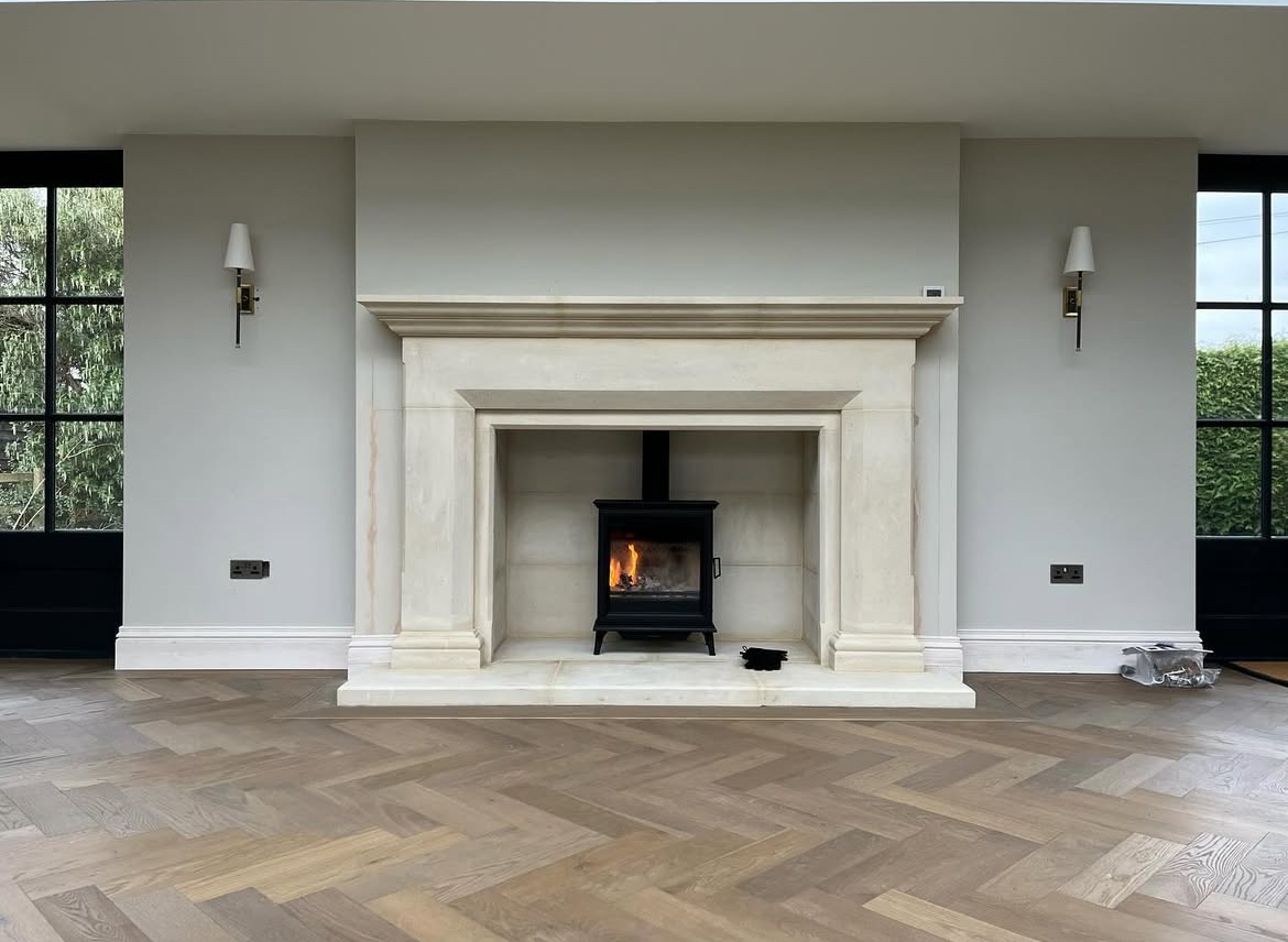 Cozy fireplace in modern home