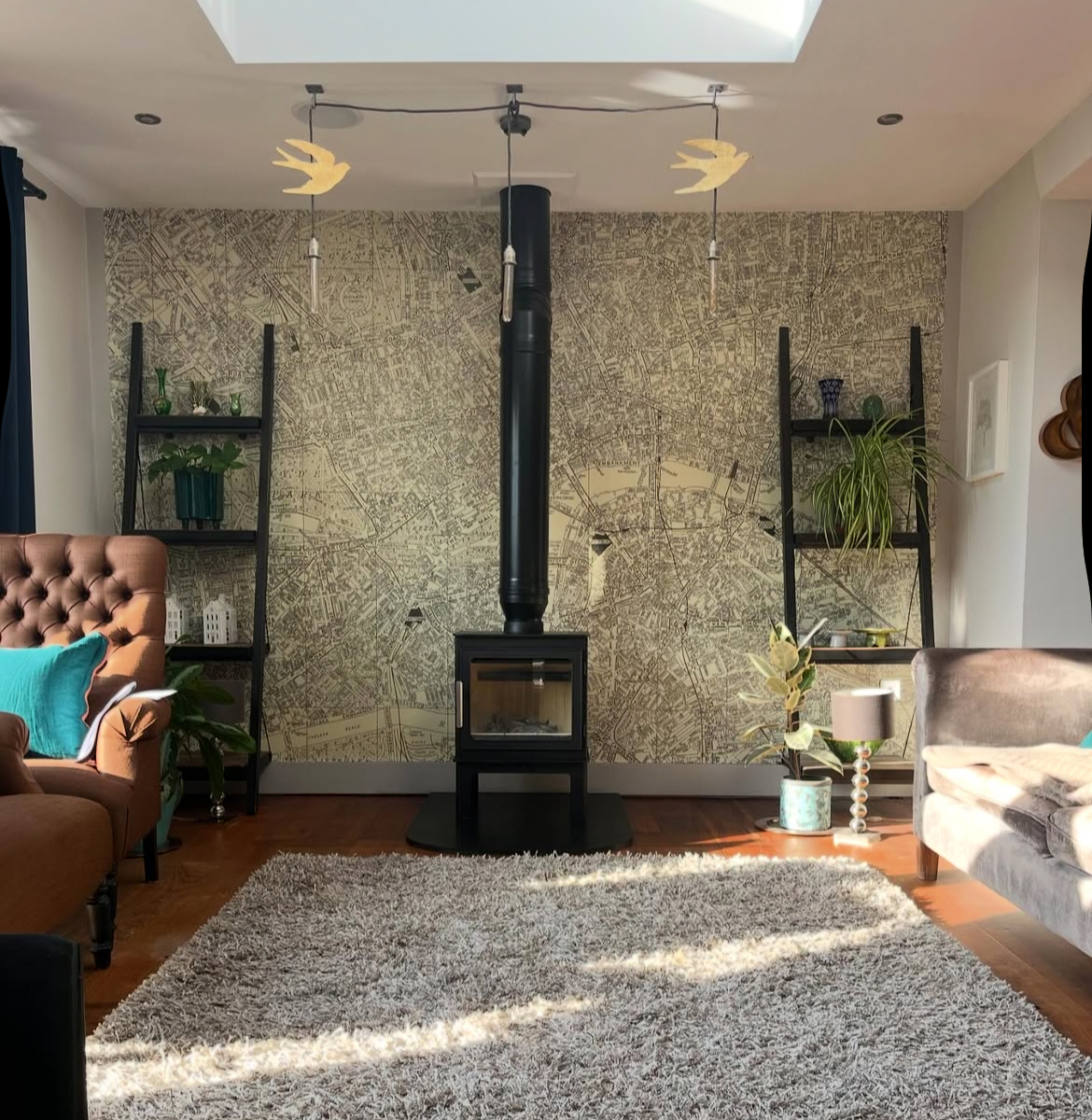 Cozy fireplace in modern home